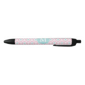 Monogrammed Mint en Pink Diamonds Ikat Pattern Zwarte Inkt Pen (Bodem)