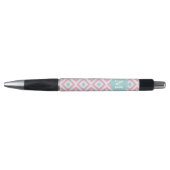 Monogrammed Mint en Roze Ikat Pattern Pen (Voorkant)