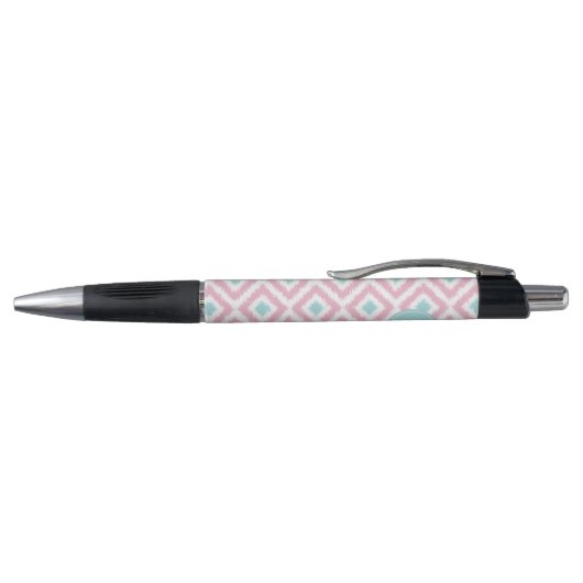 Monogrammed Mint en Roze Ikat Pattern Pen (Bovenkant)