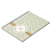 Monogrammed Mint Green en Gold Moroccan Notitieboek (Linkerzijde)