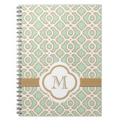 Monogrammed Mint Green en Gold Moroccan Notitieboek (Voorkant)
