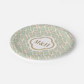 Monogrammed Mint Green en Gold Moroccan Wedding Papieren Bordje (Gekanteld)