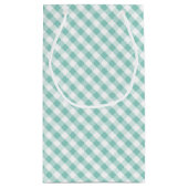 Monogrammed Mint Green Gingham Pattern Klein Cadeauzakje (Achterkant)