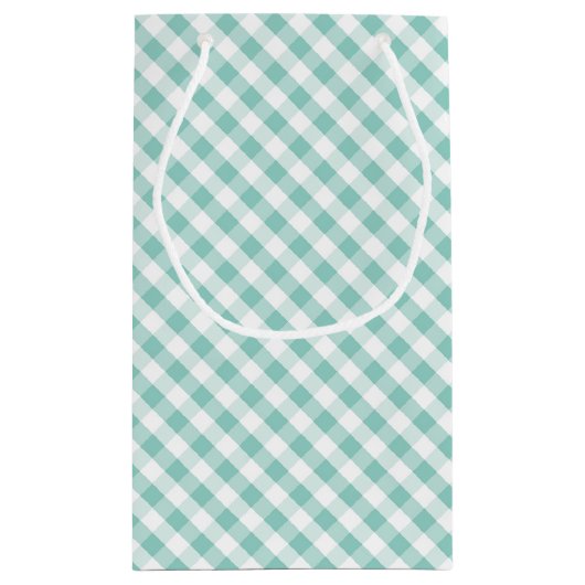 Monogrammed Mint Green Gingham Pattern Klein Cadeauzakje (Achterkant)