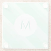 Monogrammed Mint Green Striped Modern Sjabloon Glazen Onderzetter (Achterkant)