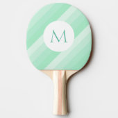 Monogrammed Mint Green Striped Sjabloon Modern Tafeltennisbatje (Achterkant)