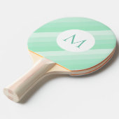 Monogrammed Mint Green Striped Sjabloon Modern Tafeltennisbatje (Voorkant Gekanteld)
