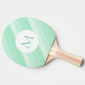 Monogrammed Mint Green Striped Sjabloon Modern Tafeltennisbatje (Zijkant)