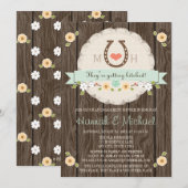 MONOGRAMMED MINT HOEFIJZER WESTERNE KOPPELS SHOWER KAART (Voorkant / Achterkant)