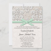 Monogrammed Mint  Lace Wedding Invitations Kaart (Voorkant)