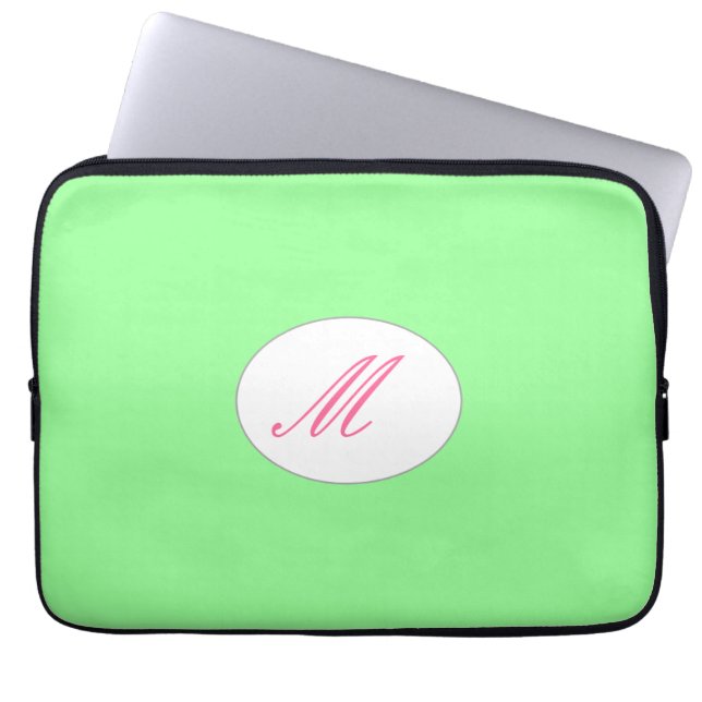 Monogrammed Mint Laptop Sleeve (Voorkant)