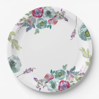 Monogrammed Mint & Mauve floral bruiloft Papieren Bordje