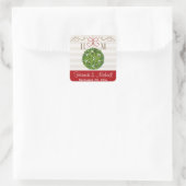 Monogrammed Mistletoe Kissing Ball Vierkante Sticker (Tas)