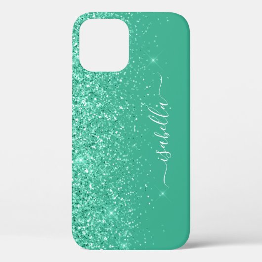 Monogrammed Mobiele Telefoon Case Groen Script Naa (Achterkant)