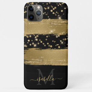 Monogrammed Mobiele Telefoon Case Zwart Goud