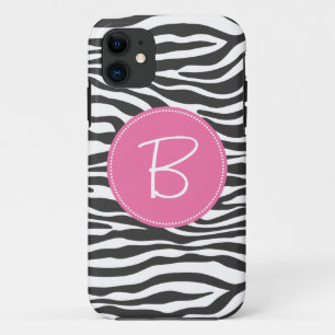 Monogrammed Mode Zebra Print iPhone 11 Hoesje