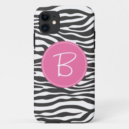 Monogrammed Mode Zebra Print Case-Mate iPhone Case (Achterkant)