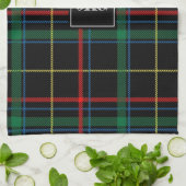 Monogrammed Modern Black Green Pset Tartan Theedoek (Gevouwen)