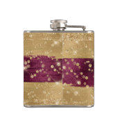 Monogrammed Modern Bourgondisch Goud Script Heupfles (Achterkant)