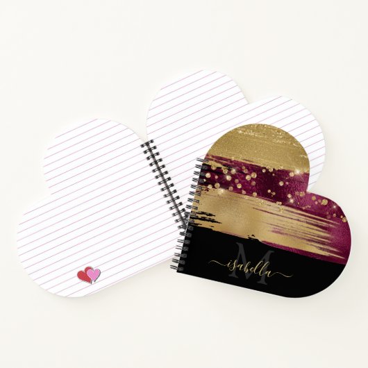 Monogrammed Modern Elegant Hart Script Notitieboek (Binnen)