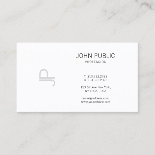 Monogrammed Modern Elegant Professional Plain Visitekaartje (Voorkant)