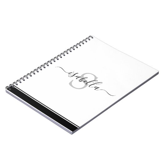 Monogrammed Modern Elegant Script Black Notitieboek (Linkerzijde)
