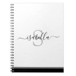 Monogrammed Modern Elegant Script Black Notitieboek