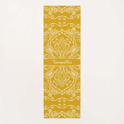 Monogrammed Modern Elegant Yellow Yogamat (Voorkant)