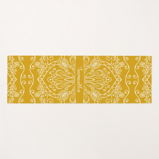 Monogrammed Modern Elegant Yellow Yogamat (Voorkant (horizontaal))