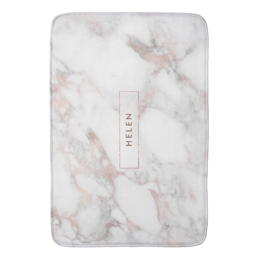 Monogrammed Modern Faux Roos-Goud Marmer Badmat (Voorkant Verticaal)