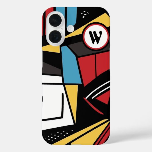 Monogrammed Modern Geometrisch Abstract Case-Mate iPhone Case (Achterkant)