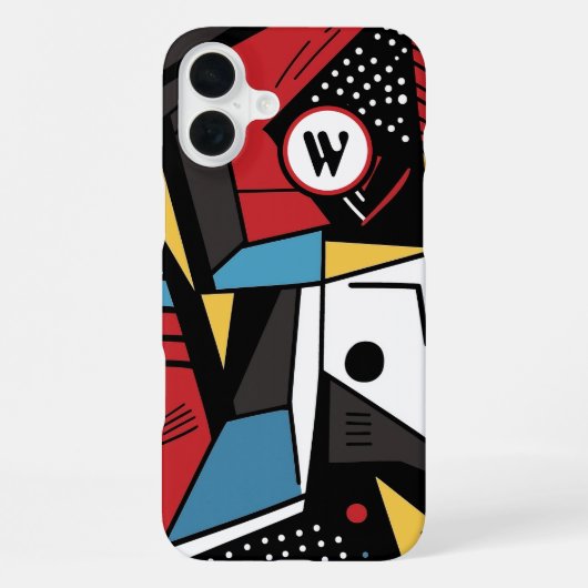 Monogrammed Modern Geometrisch Abstract iPhone Hoesje (Achterkant)