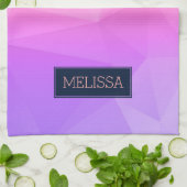 Monogrammed Modern Geometrisch Patroon Paarse & Ro Theedoek (Gevouwen)