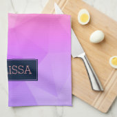 Monogrammed Modern Geometrisch Patroon Paarse & Ro Theedoek (Quarter Fold)