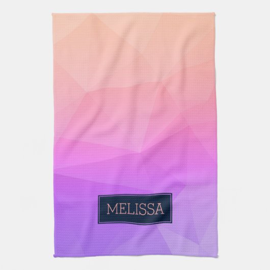 Monogrammed Modern Geometrisch Patroon Paarse & Ro Theedoek (Verticaal)