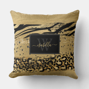 Monogrammed Modern Gold Glitter Script Kussen