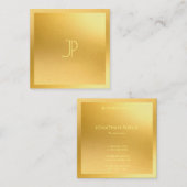 Monogrammed Modern Goud Elegant Trendy Sjabloon Vierkante Visitekaartje (Voorkant / Achterkant)