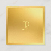 Monogrammed Modern Goud Elegant Trendy Sjabloon Vierkante Visitekaartje (Voorkant)