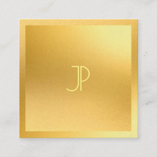 Monogrammed Modern Goud Elegant Trendy Sjabloon Vierkante Visitekaartje