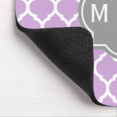 Monogrammed Modern Grey and Lila Lattice Pattern Muismat (Hoek)