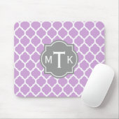 Monogrammed Modern Grey and Lila Lattice Pattern Muismat (Met muis)