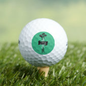 Monogrammed Modern Hand-Drawn Golf Clubs Green Golfballen (Insitu Shirt)