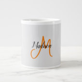 Monogrammed Modern Handschrift Naam Initiaal Grote Koffiekop (Voorkant)