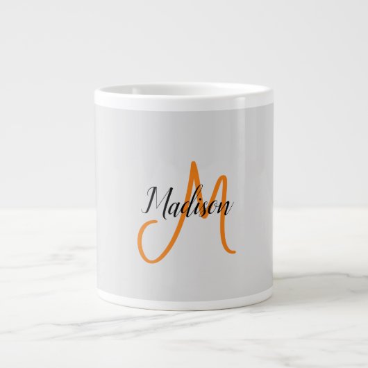 Monogrammed Modern Handschrift Naam Initiaal Grote Koffiekop (Voorkant)