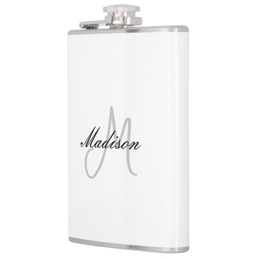 Monogrammed Modern Handschrift Naam Initiaal Heupfles (Links)