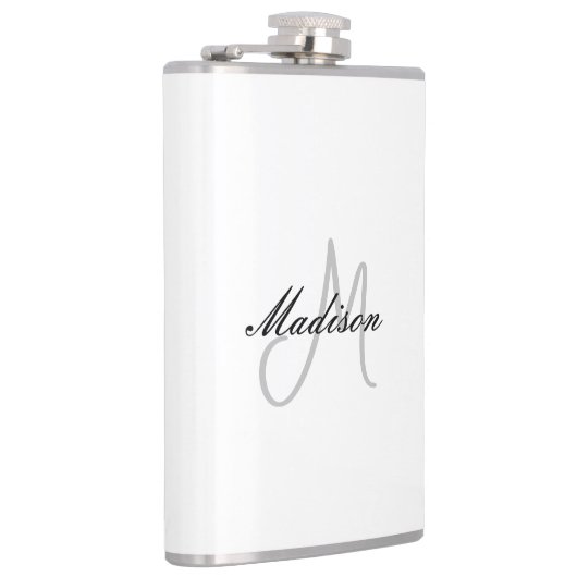 Monogrammed Modern Handschrift Naam Initiaal Heupfles (Rechts)