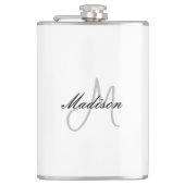 Monogrammed Modern Handschrift Naam Initiaal Heupfles (Voorkant)