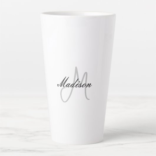 Monogrammed Modern Handschrift Naam Initiaal Latte Mok (Voorkant)