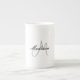 Monogrammed Modern Handschrift Naam Initiaal Porselein Kop