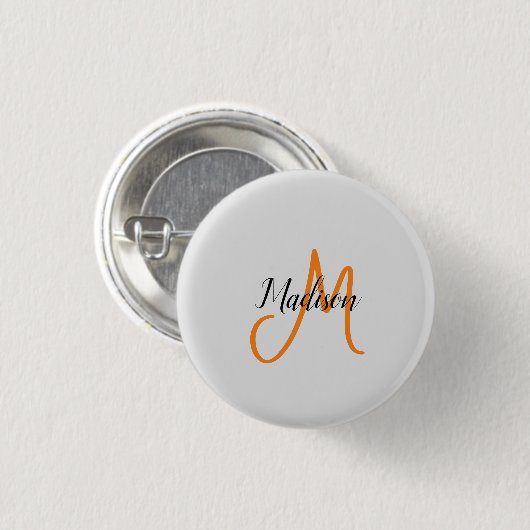 Monogrammed Modern Handschrift Naam Initiaal Ronde Button 3,2 Cm (Voorkant /achterkant)